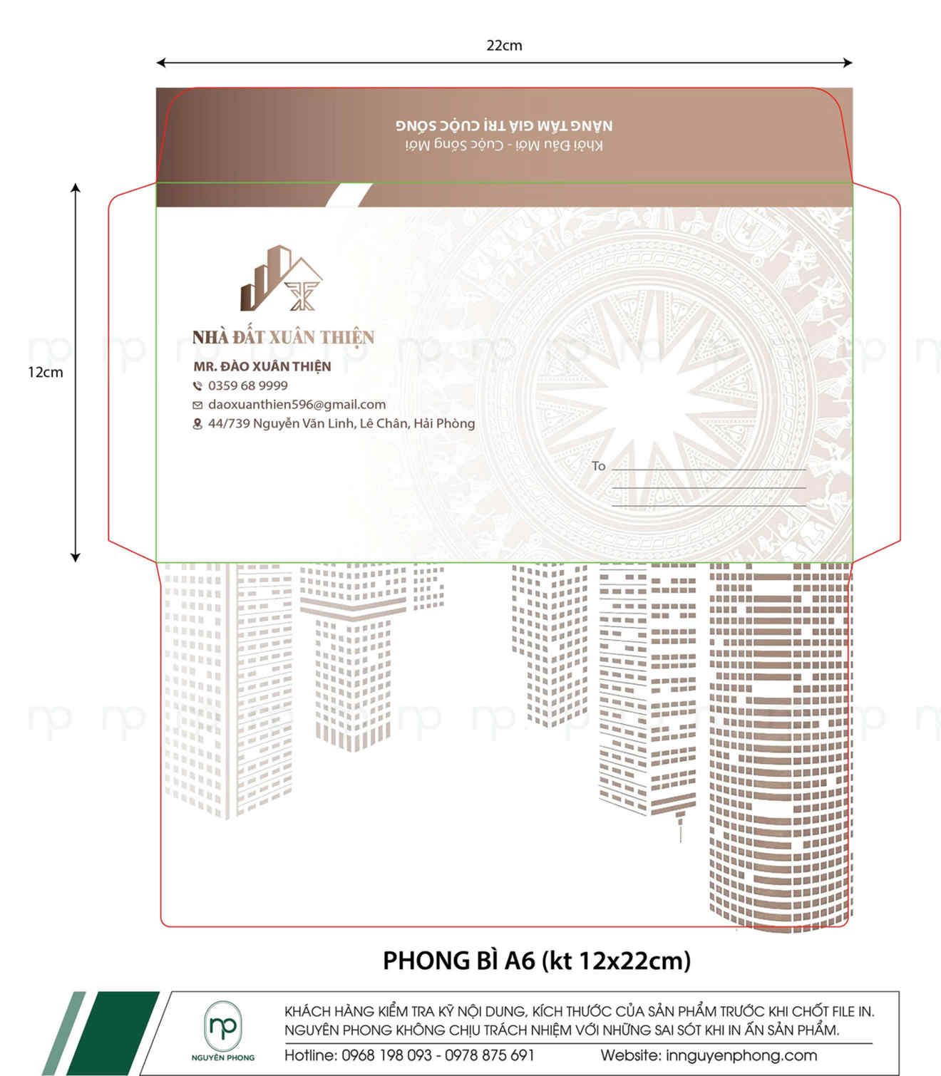 Tha khảo mẫu kích thước về in phong bì